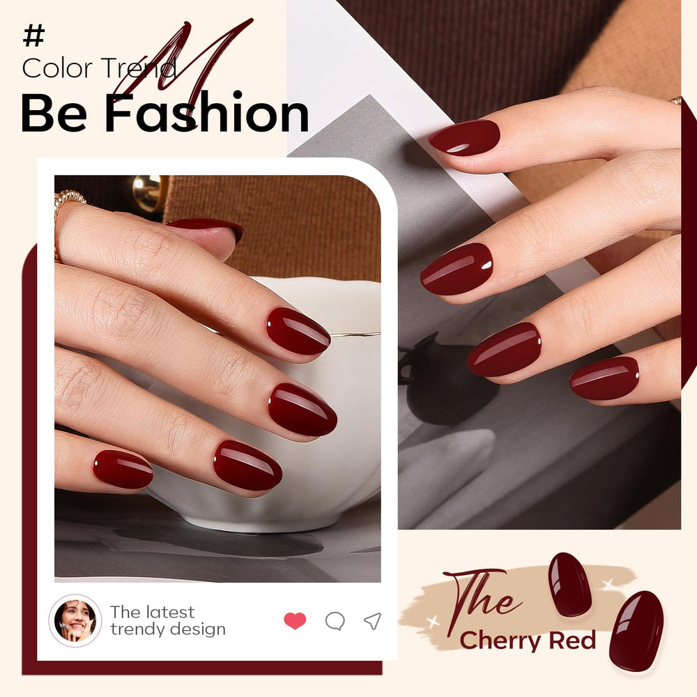 modelones close-up of dark red oval nail surface showing glossy finish and detail