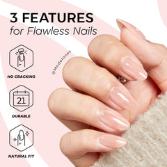modelones chrome pink application in use demonstrating press-on fitting for quick manicure benefit