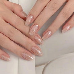 modelones chrome pink front view showing pearlescent finish and almond shape benefit instant polish look