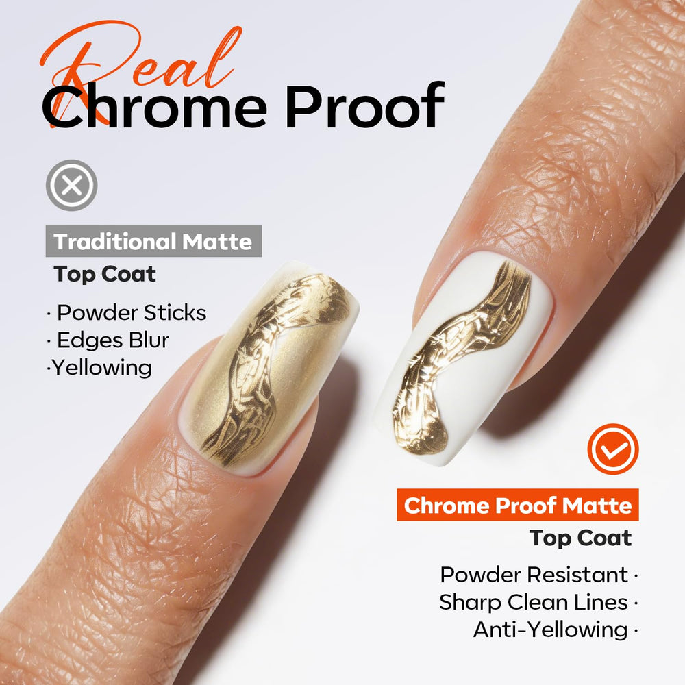 modelones sealed chrome powder nail art, keeps metallic details crisp