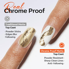 modelones sealed chrome powder nail art, keeps metallic details crisp