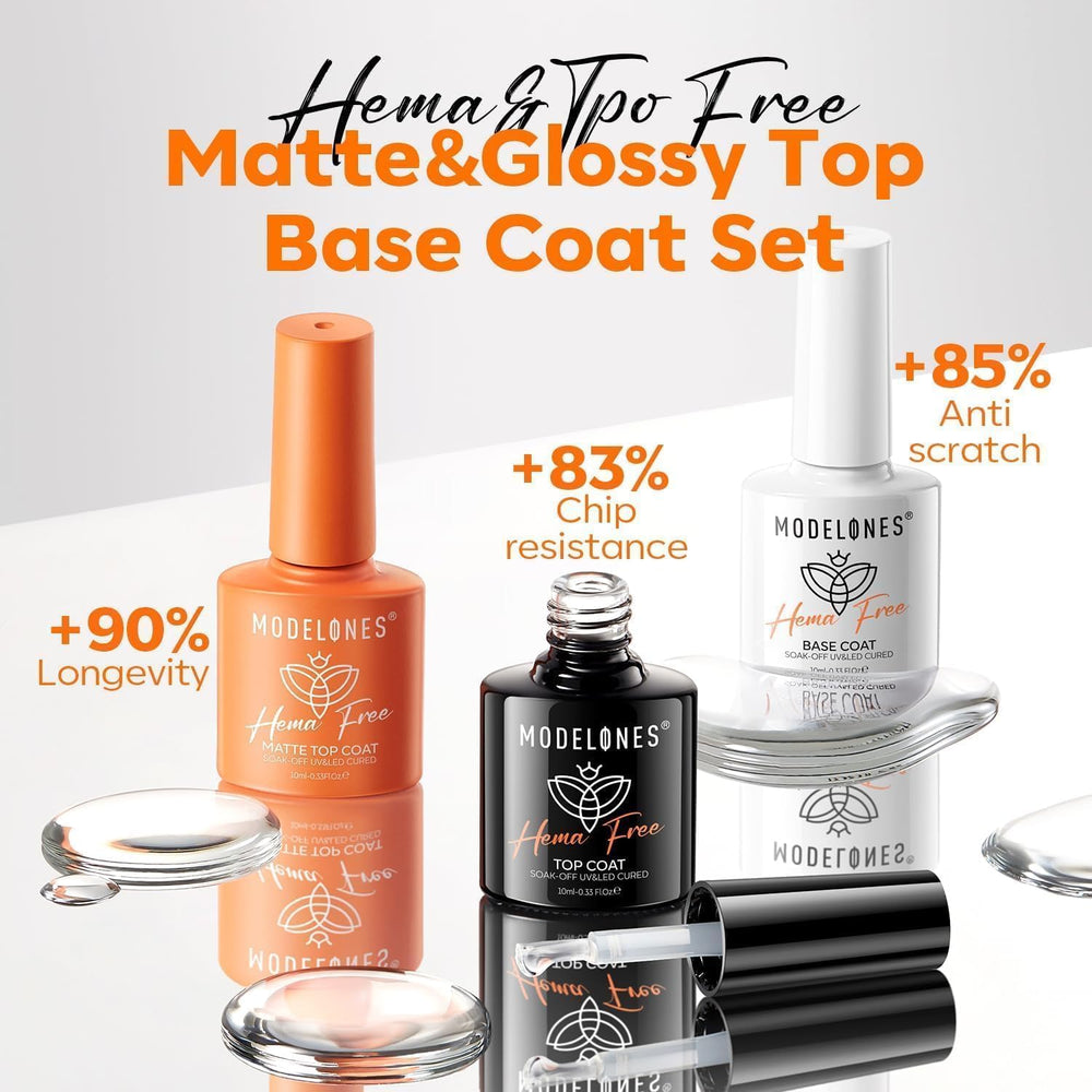 modelones clear base bottle close-up highlighting adhesion benefit