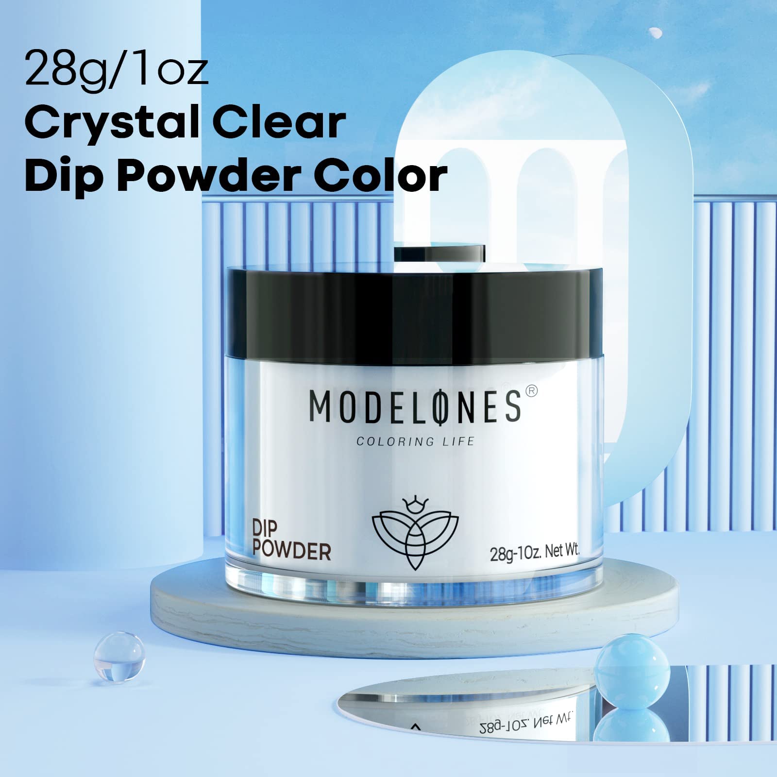 modelones French manicure finished with clear powder for glossy professional look