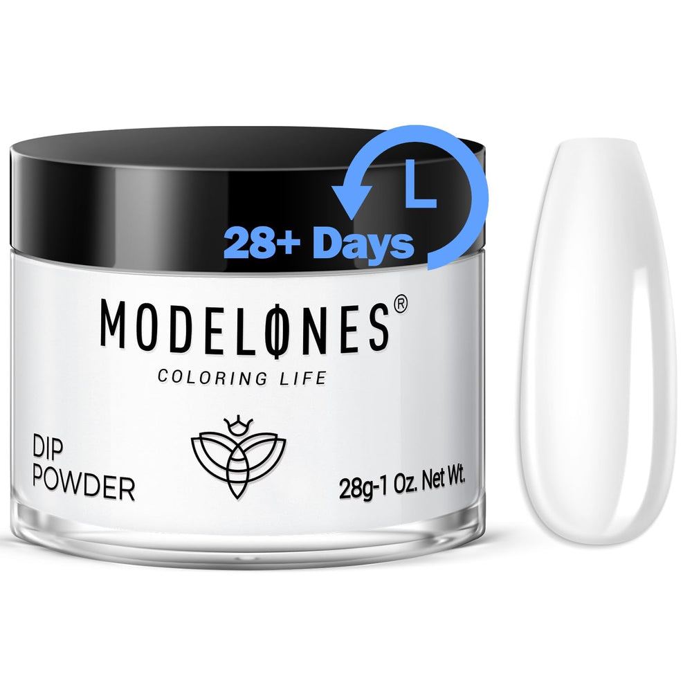 modelones jar front view showing clear dip powder and brand clarity benefit