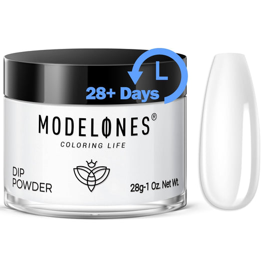 modelones jar front view showing clear dip powder and brand clarity benefit