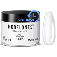 modelones jar front view showing clear dip powder and brand clarity benefit