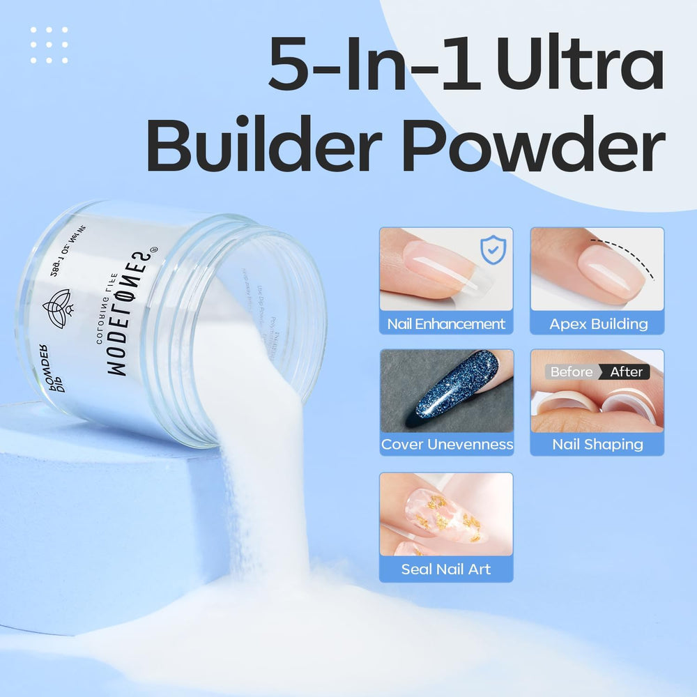 modelones open jar revealing fine clear powder texture for even application