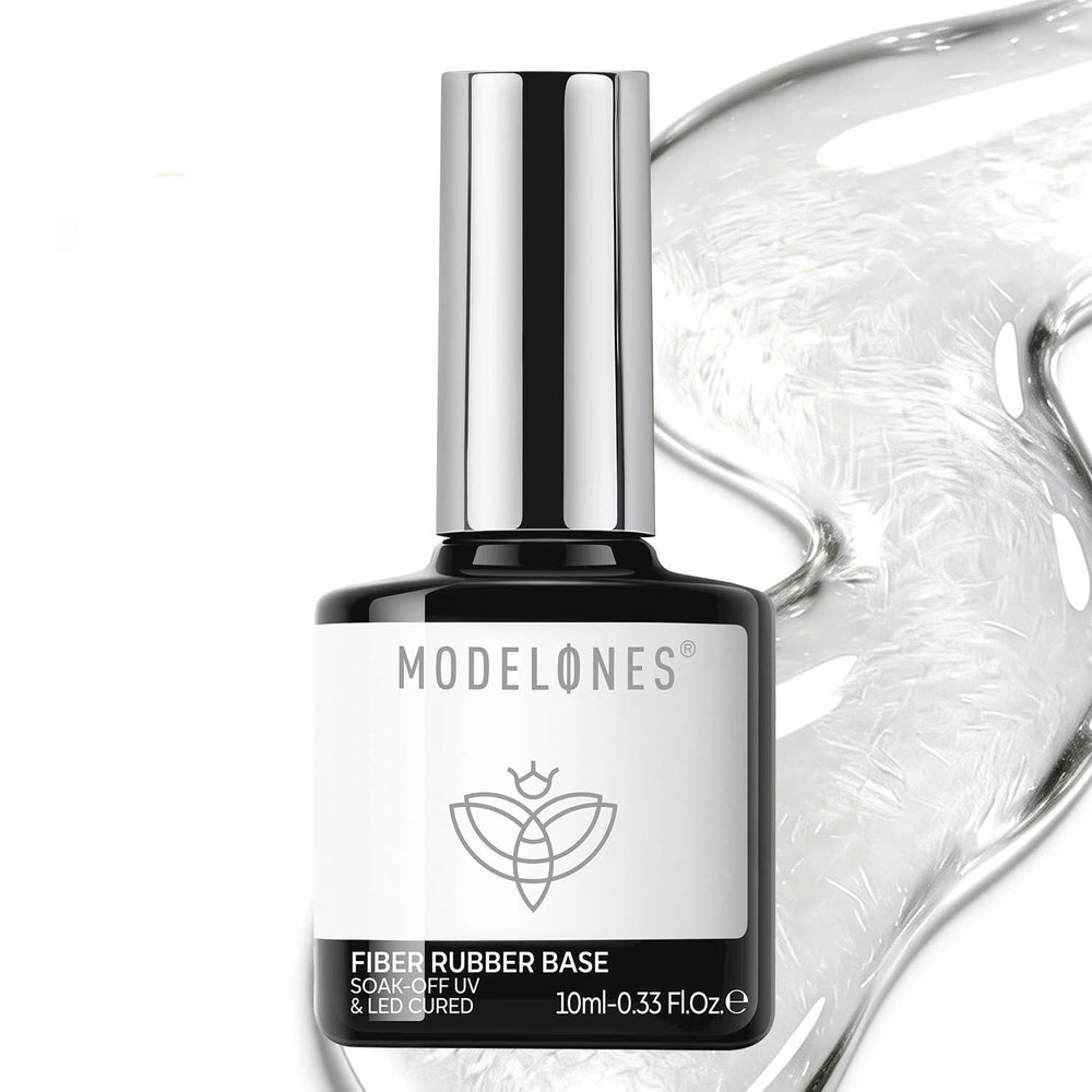 modelones clear glass bottle front shows branding and size benefit