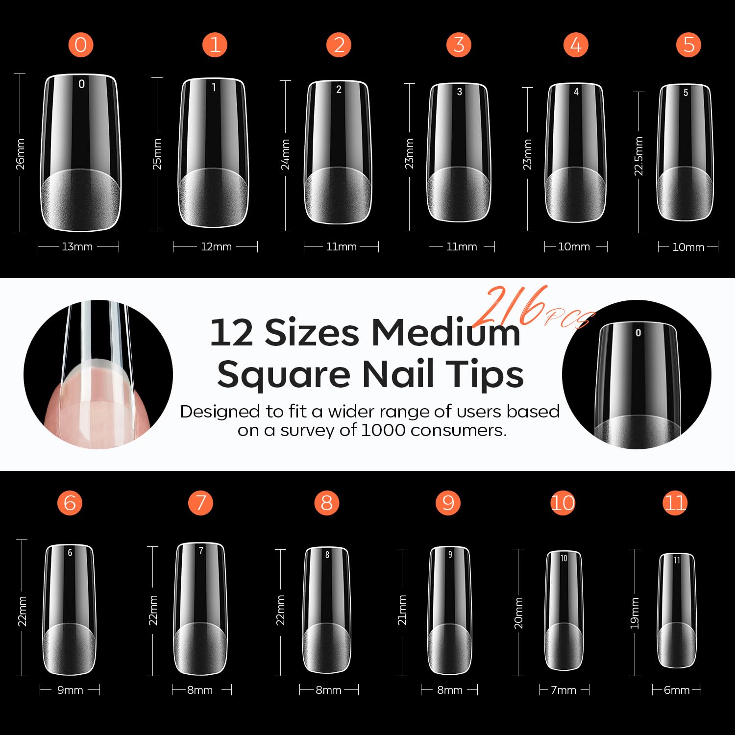 modelones clear tips finished with polish swatches for color versatility