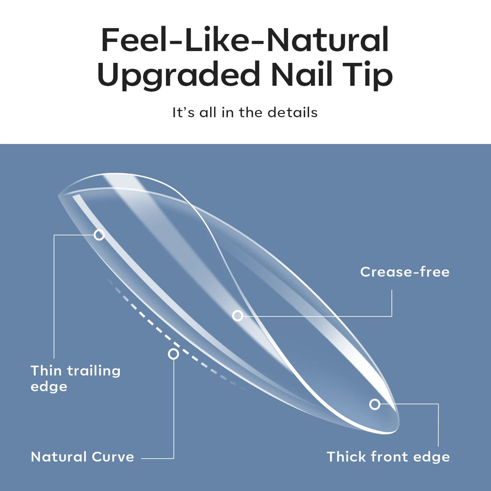modelones close-up of almond tip curvature showing natural fit benefit