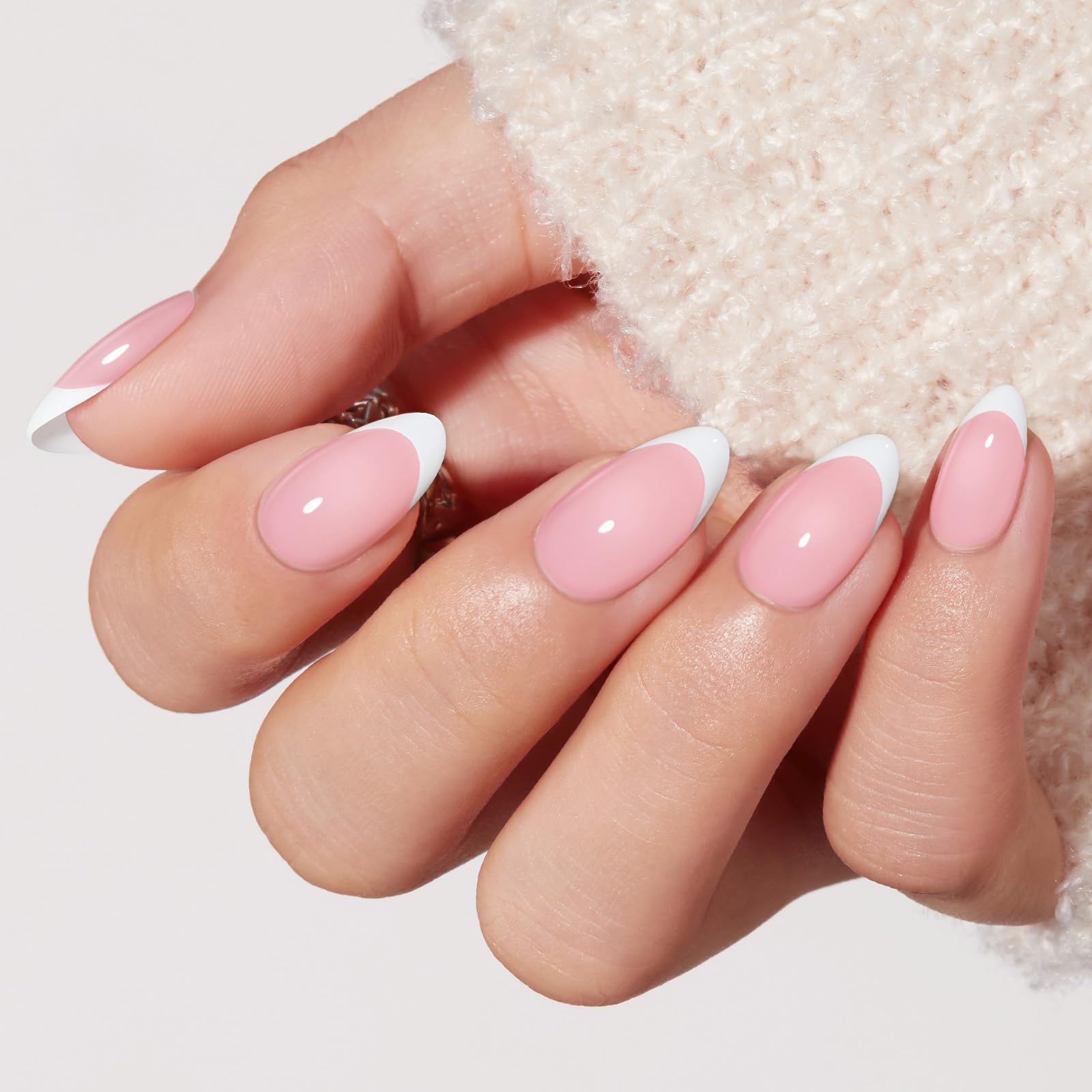 modelones close-up of almond tip texture, highlights smooth finish