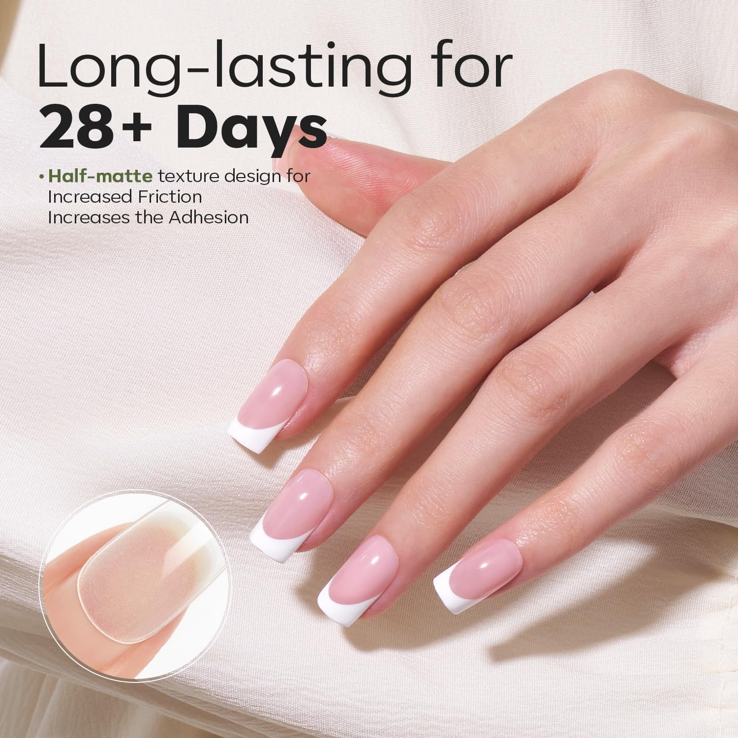 modelones close-up of half-matte texture for better adhesion benefit
