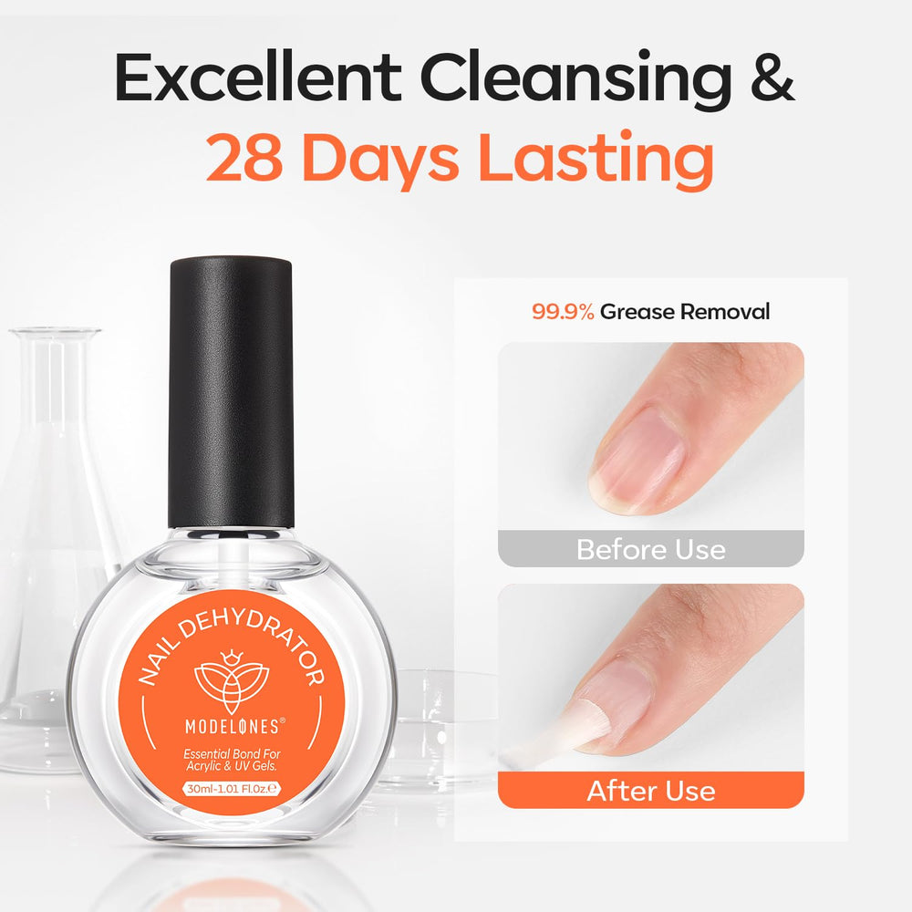 modelones close-up of clear liquid texture demonstrating fast-drying, non-sticky formula