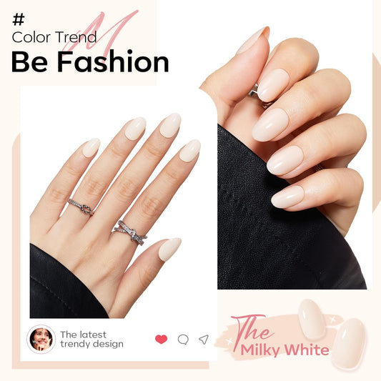 modelones close-up of oval nail shape highlighting smooth glossy finish