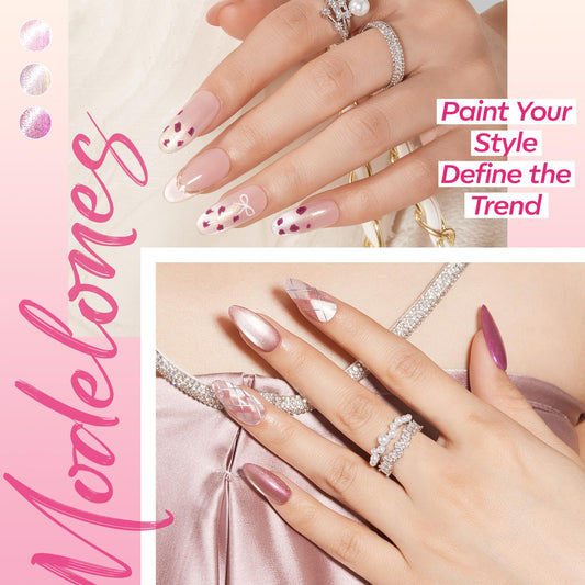 Modelones brush spreading pearlescent gel, smooth application and streak-free finish