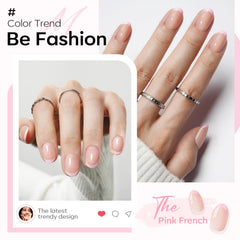 modelones close-up of pink French tip detail highlighting smooth finish