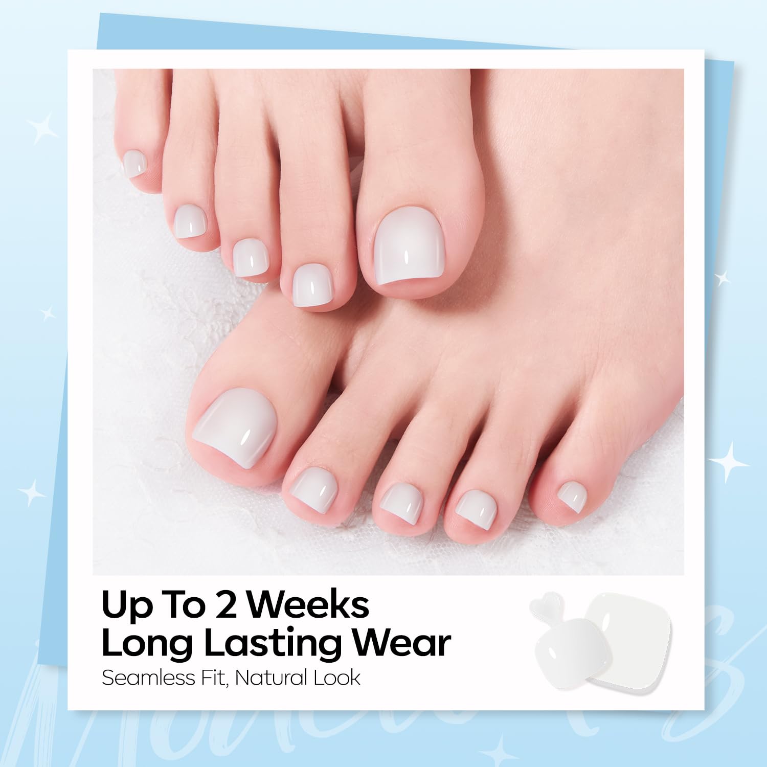 modelones close-up of sheer white nail texture with glossy finish