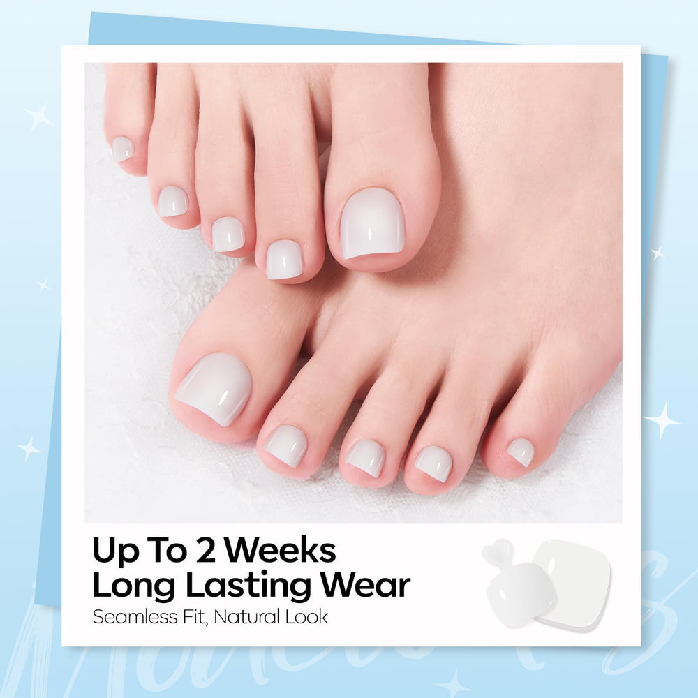 modelones close-up of sheer white nail texture with glossy finish