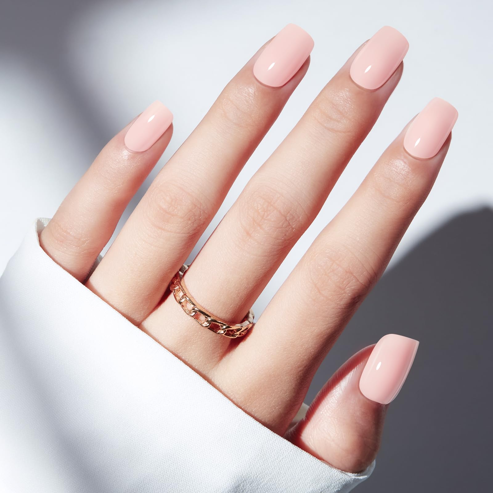 modelones close-up of short square nail surface highlighting smooth finish