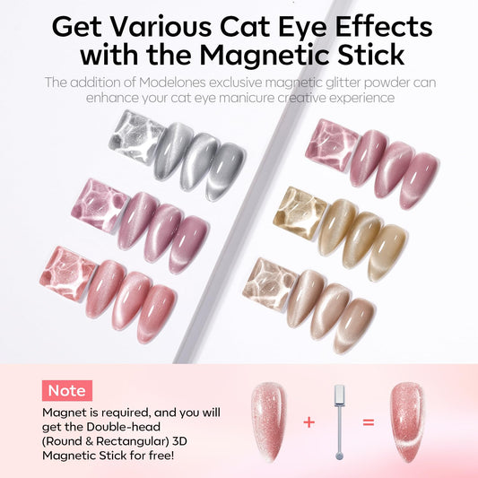 modelones swatch strip displaying six nude pink and silver shades