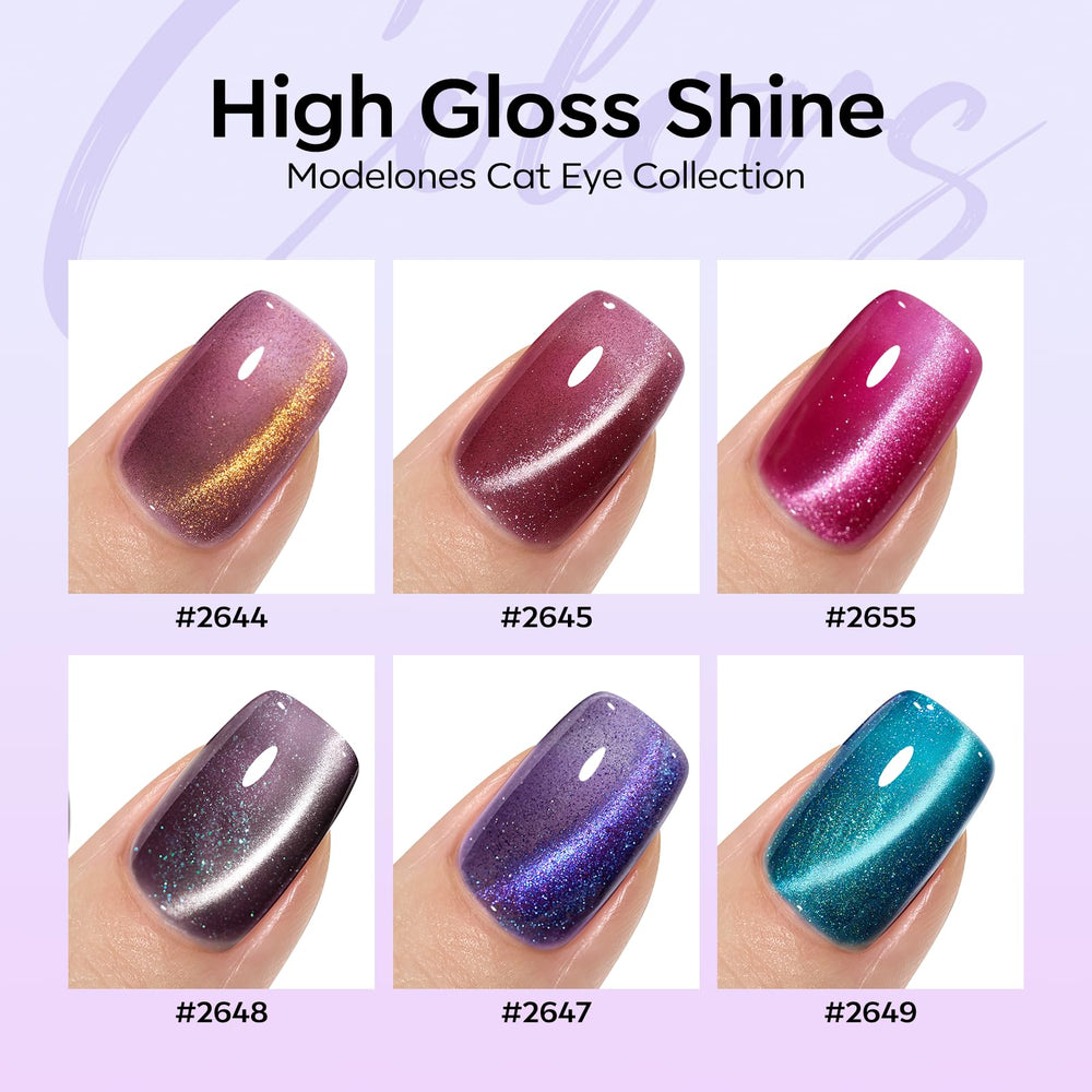 modelones color swatches fan displaying six shades to preview manicure options