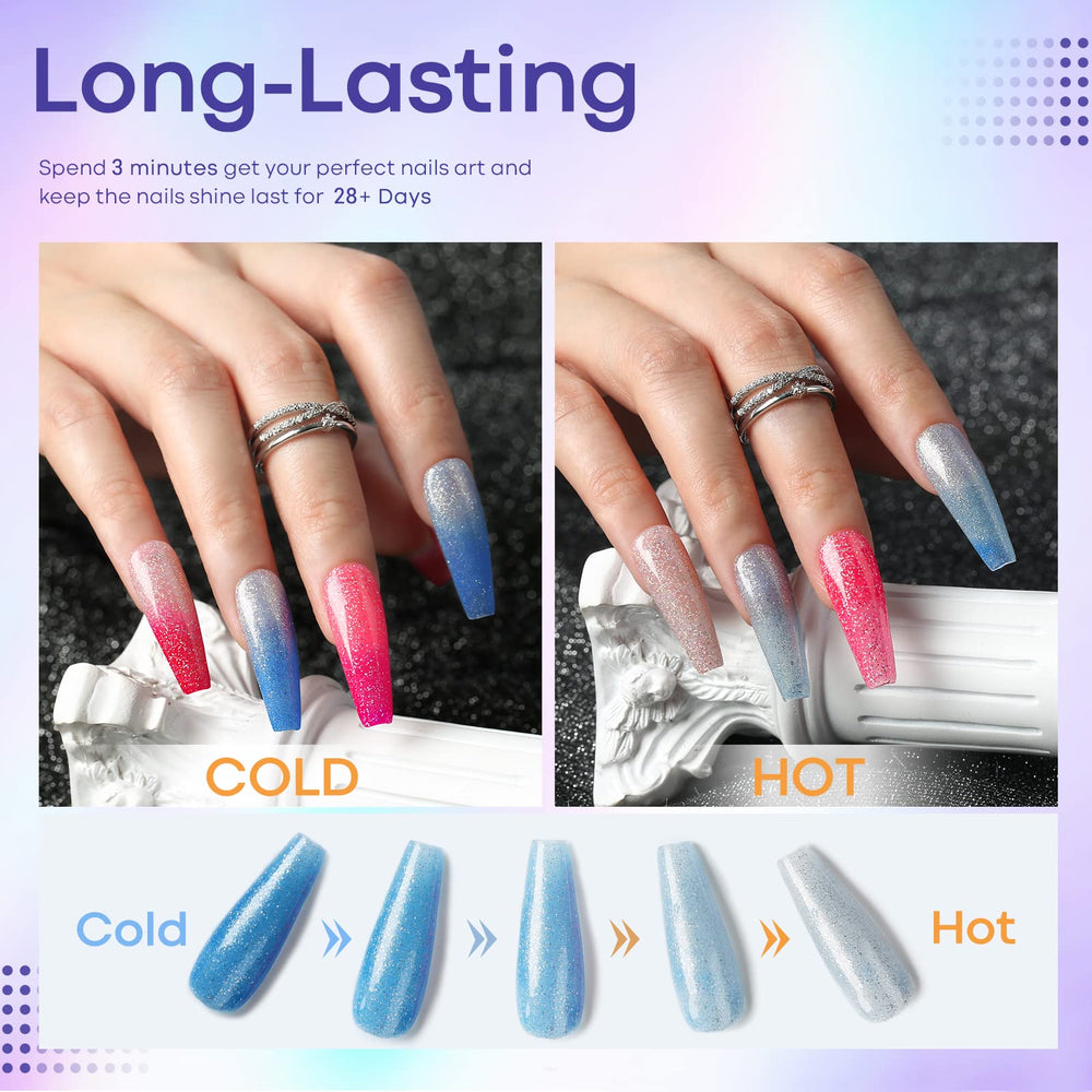 modelones dramatic temperature color change on long nails benefit: vivid shift visibility