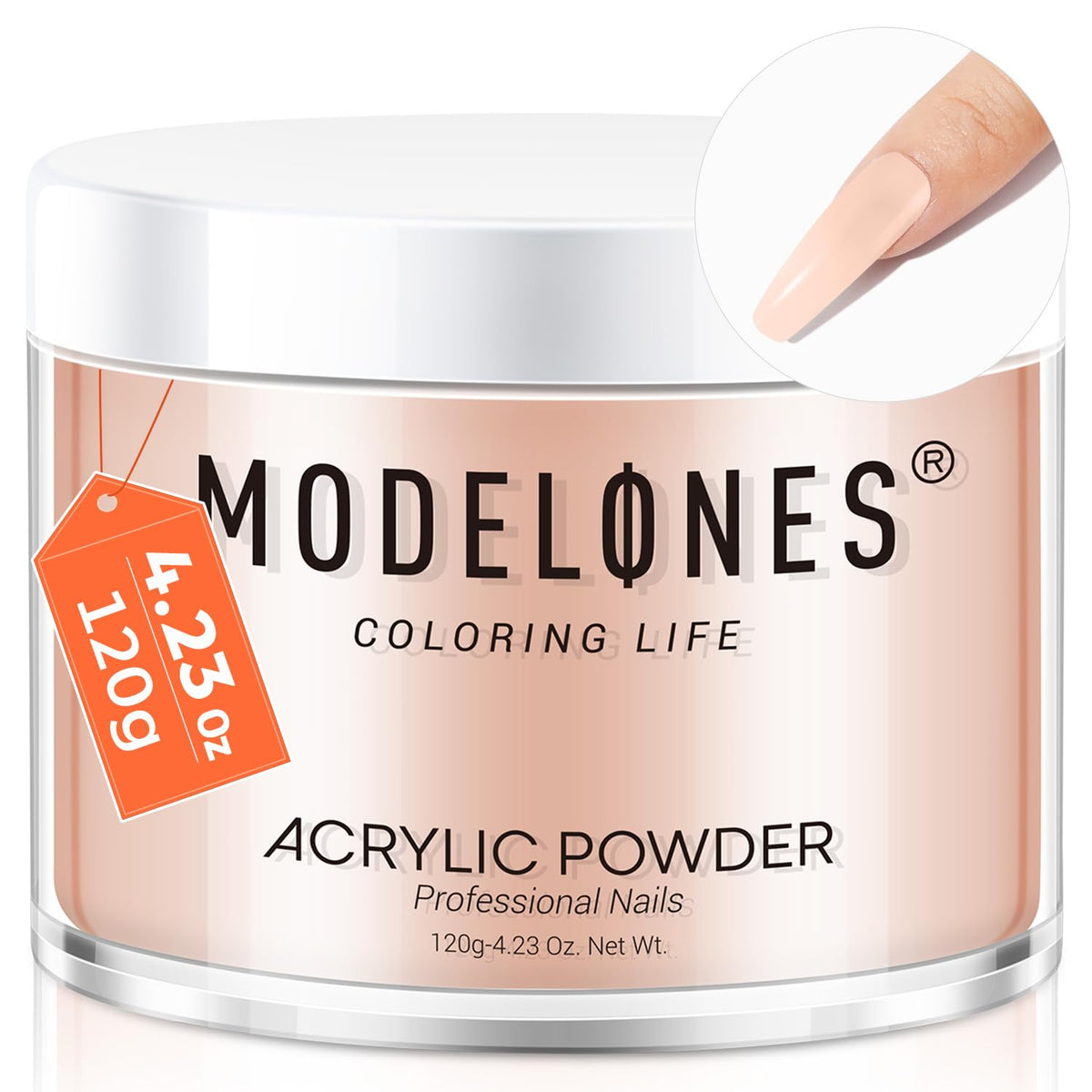 modelones cover nude jar front view showing the 4.23oz supply and professional finish