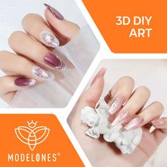 modelones cured nail with 3d design in lifestyle setting showing salon quality benefit