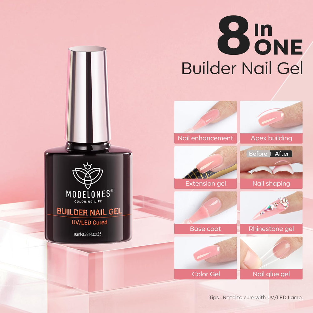 modelones cured nail close-up showing strong apex and natural-looking shine benefit