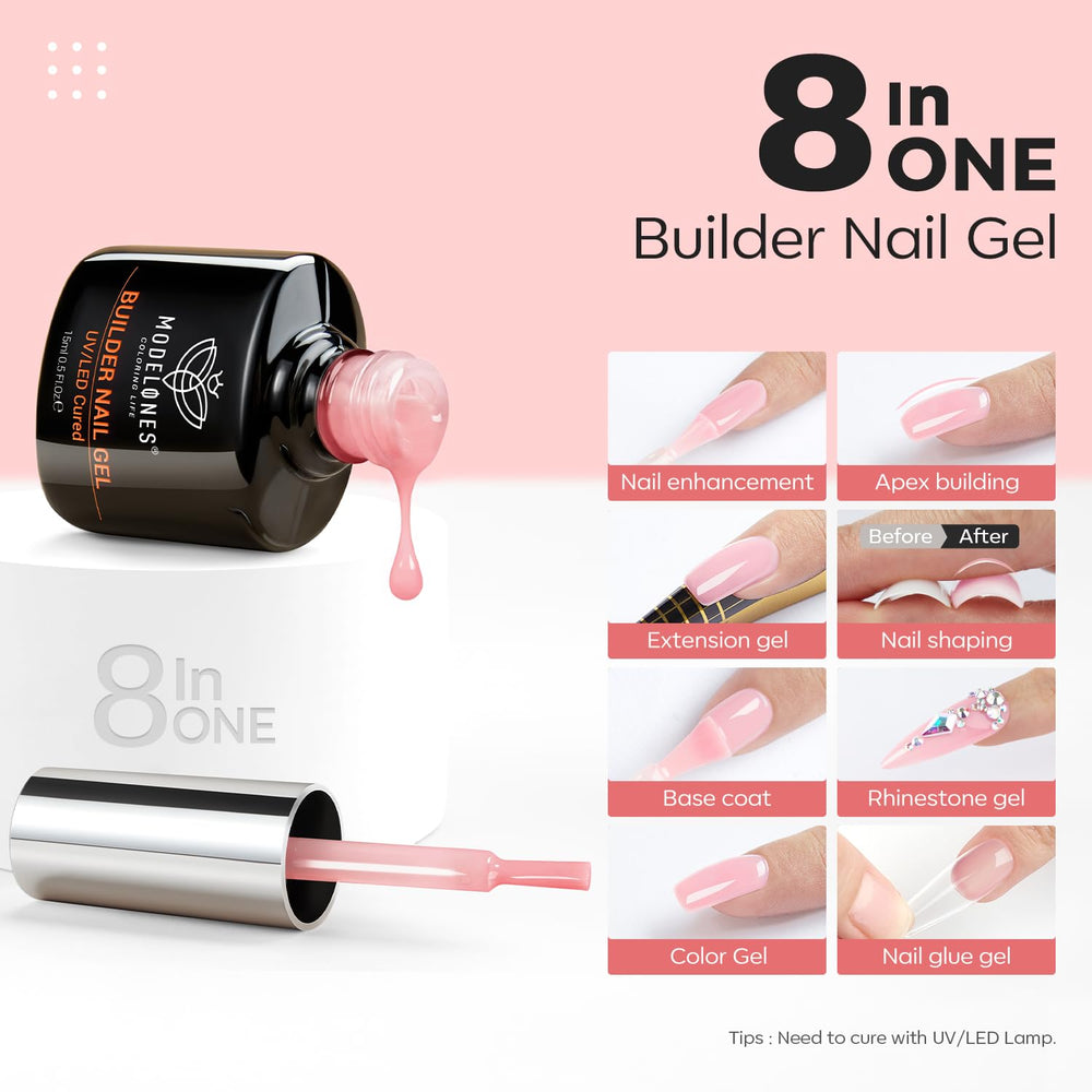 modelones cured nail finish on hand showing natural glossy strength