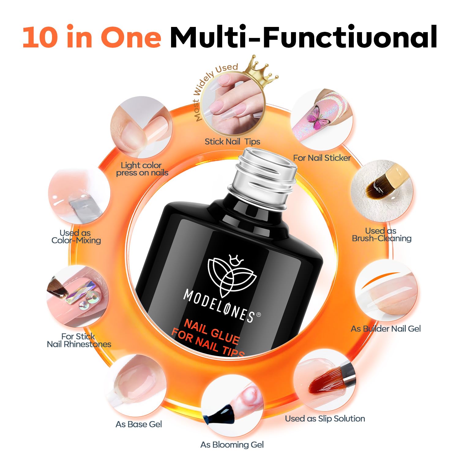 modelones cured nail finish showing glossy, long-lasting result