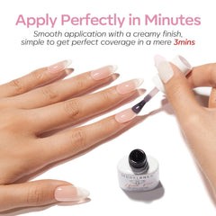 modelones cured nails with glossy topcoat showcasing high-shine finish and sealed sticky layer solution