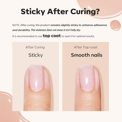 modelones cured nails in neutral nude demonstrating glossy durable finish