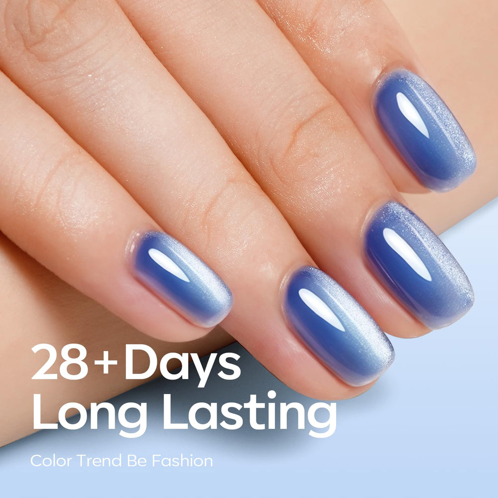 modelones cured cat-eye manicure showing long-lasting glossy shine
