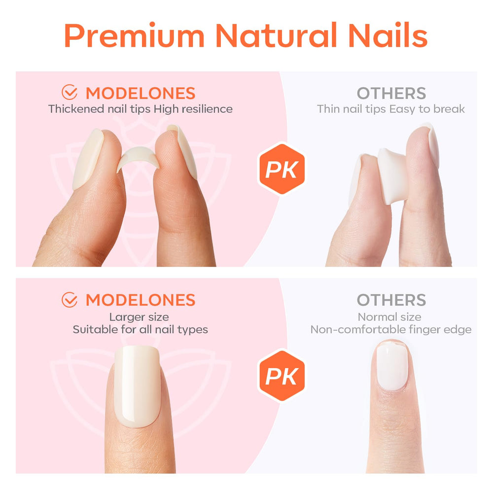 modelones kit contents with glue, tabs, file and cuticle stick for complete application