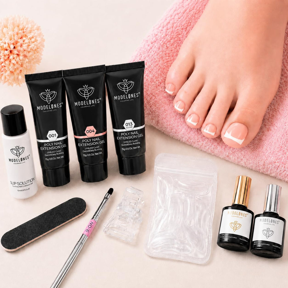 modelones dual nail forms spread demonstrating size range and reusable secure fit