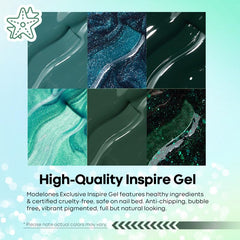 modelones applied on nails during LED curing demonstrating glossy durable finish