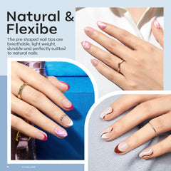 modelones extra-short almond tips spread showing variety and fit