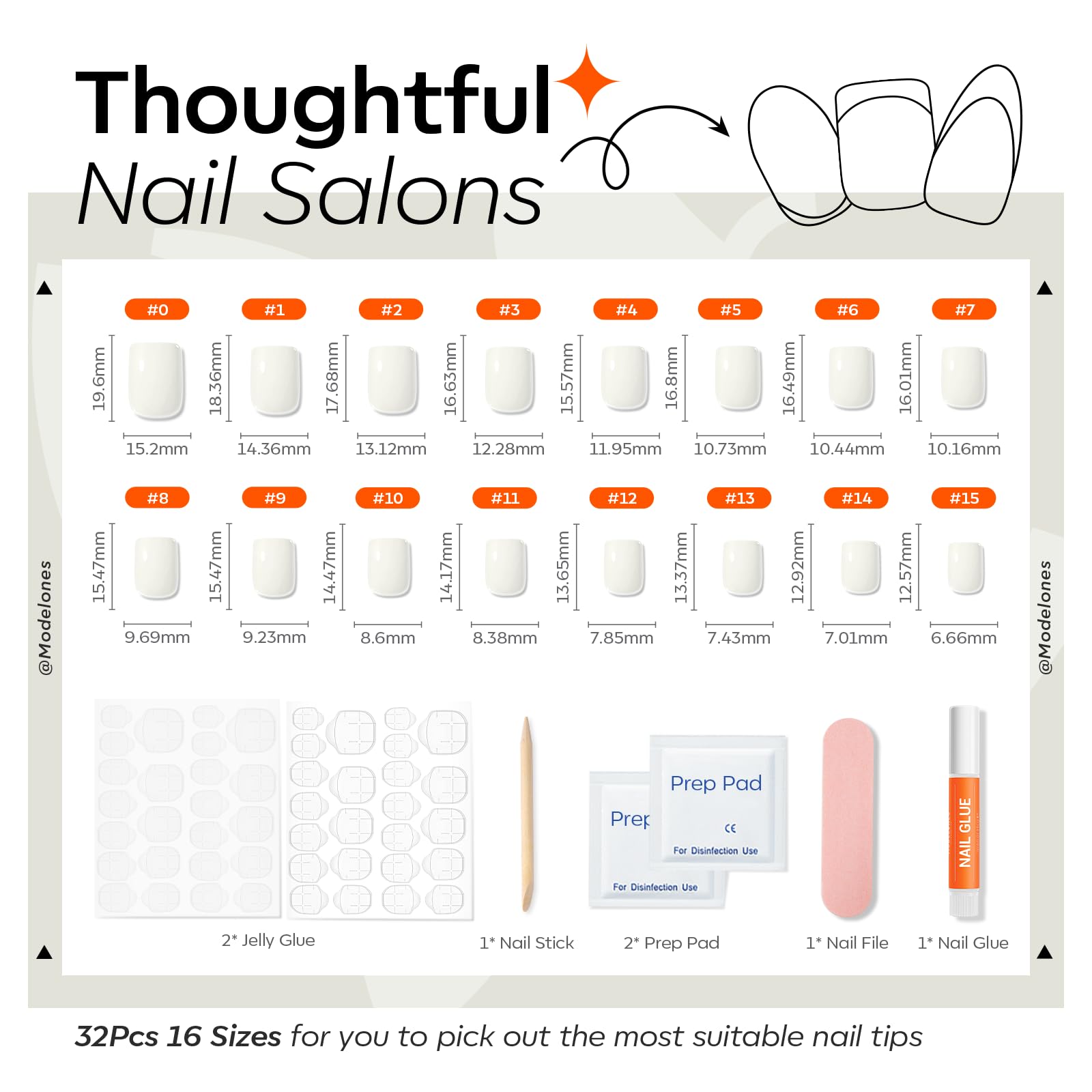 Modelones mini file and cuticle stick detail for precise shaping and prep