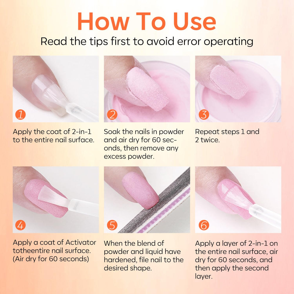 modelones finished dip manicure on hands demonstrating glossy, long-lasting result