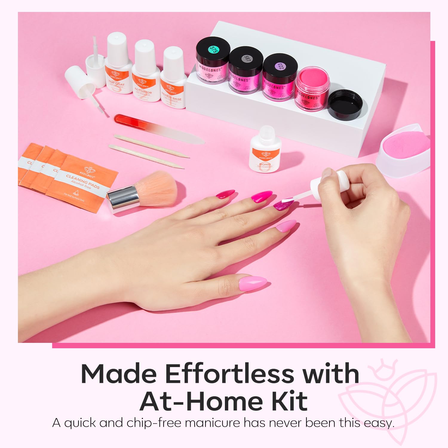 modelones finished French manicure showcasing glossy, salon-style results at home
