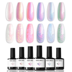 modelones finished manicure lifestyle scene showcasing mermaid shimmer for parties