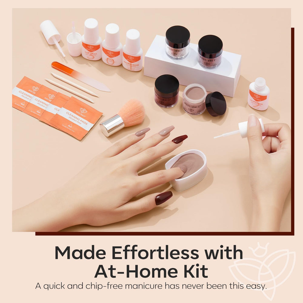 modelones finished manicure on hands in lifestyle setting illustrating salon-quality results