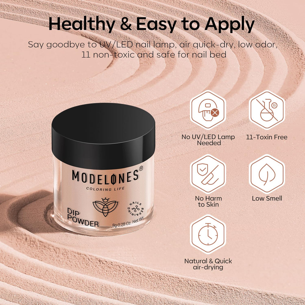 modelones finished manicure on hands in lifestyle scene showcasing long-lasting shine benefit