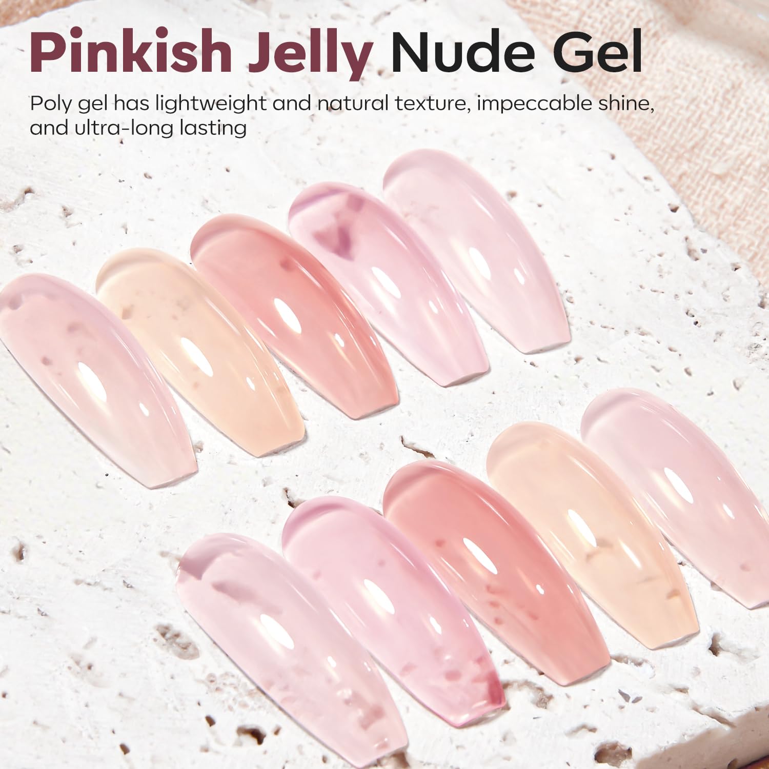 modelones five tubes arranged to display jelly and milky shades benefit color versatility
