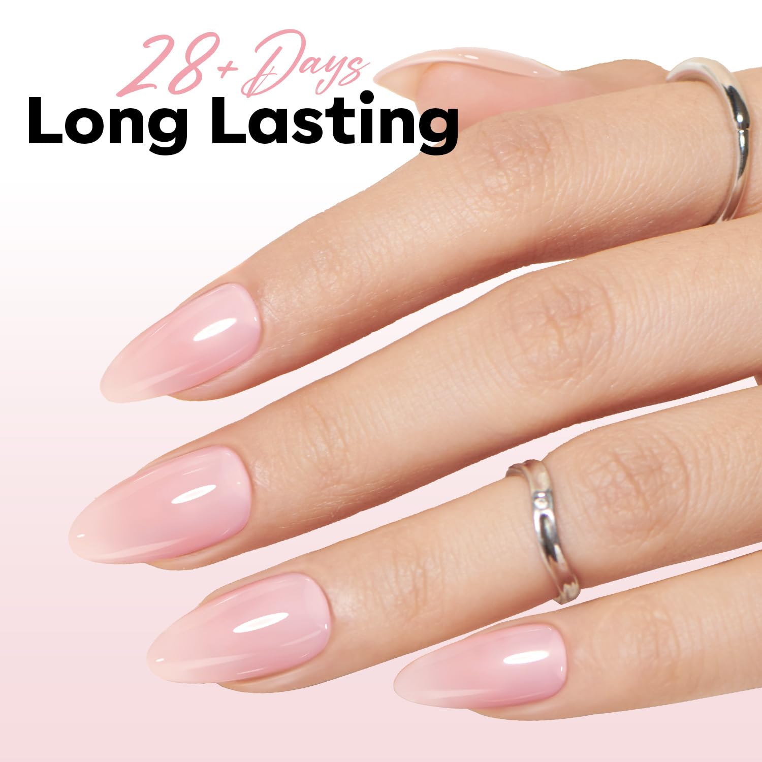 modelones nails with subtle French tip using jelly polish for natural, long-lasting finish
