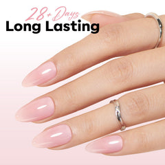modelones nails with subtle French tip using jelly polish for natural, long-lasting finish