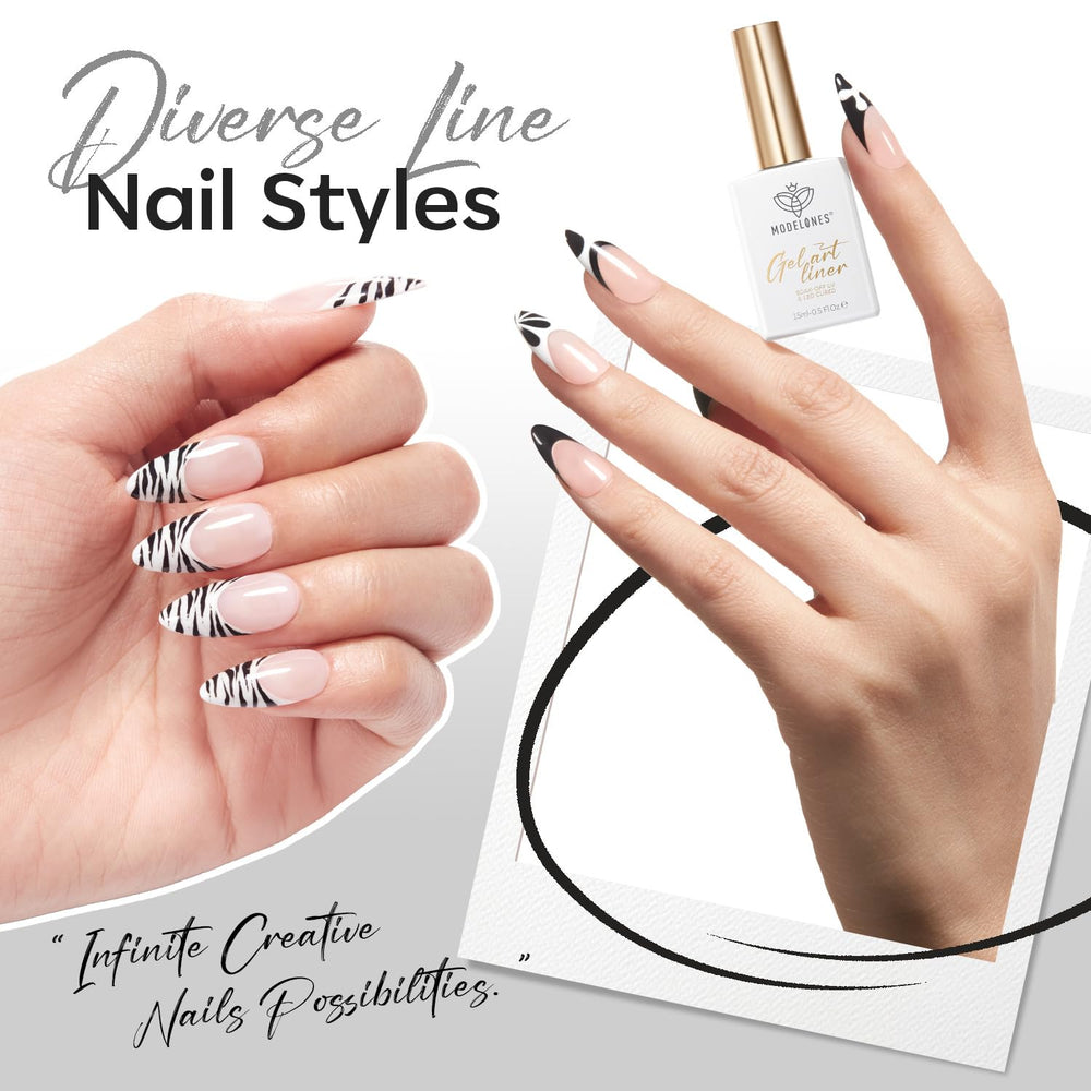 modelones painted French tip on fingernail example showing clean crisp edge