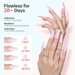 modelones French tip extensions display showing glossy non-yellowing result