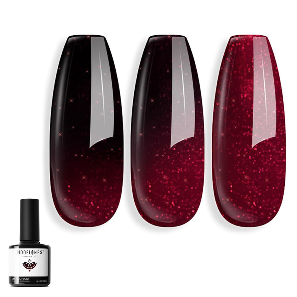 modelones front bottle burgundy showing glossy finish and brand